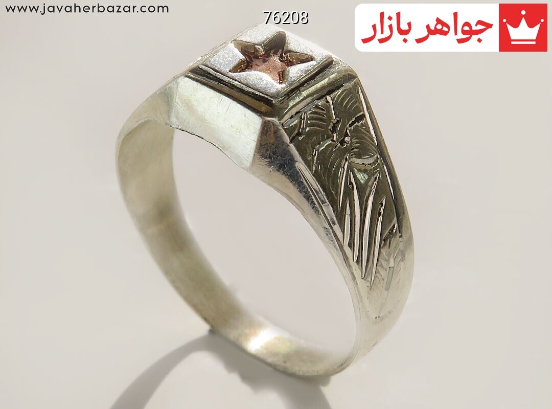 انگشتر نقره مردانه دست ساز به همراه حرز امام جواد [ستاره داوود]